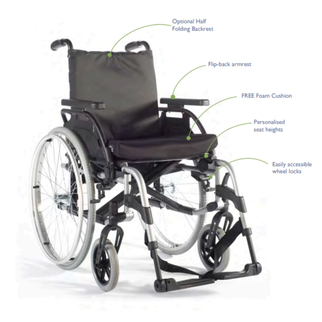 Breezy Basix 2 Self-Propelling Lightweight Aluminium Wheelchair