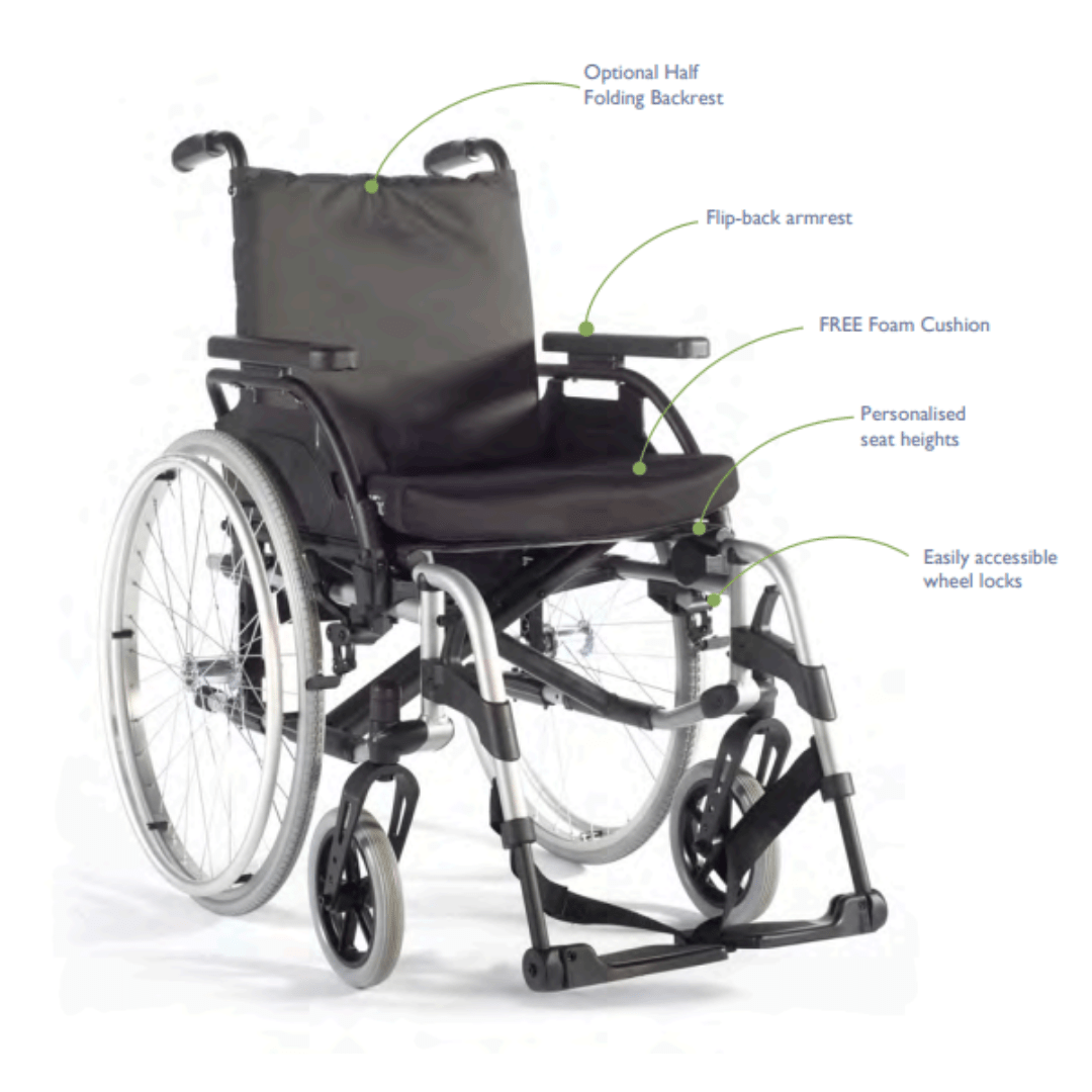 Breezy Basix 2 Self-Propelling Lightweight Aluminium Wheelchair - Bettacare Mobility