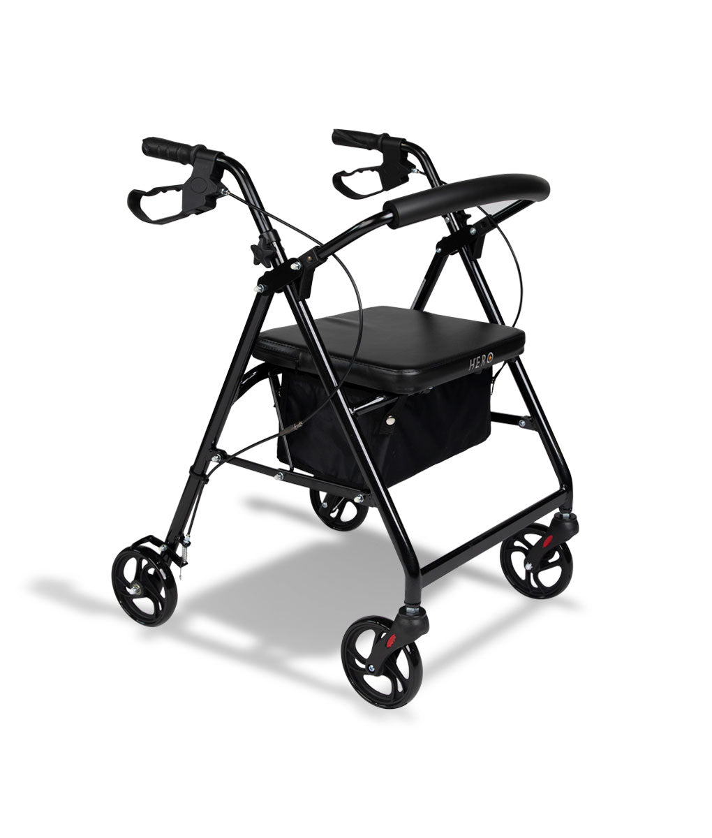 Hero Four Wheeled Rollator Walker with Seat - Bettacare Mobility | Walking Aids, Wheelchairs & Home Care Equipment