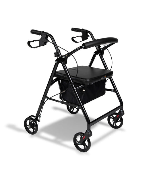 Hero Four Wheeled Rollator Walker with Seat - Bettacare Mobility | Walking Aids, Wheelchairs & Home Care Equipment